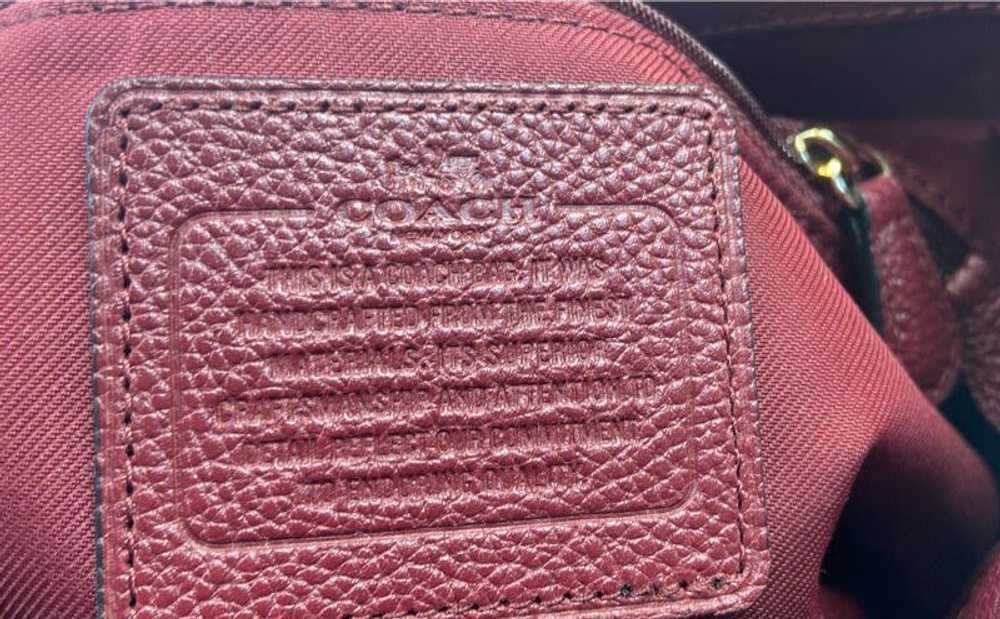 COACH Edie Burgundy Pebbled Leather Satchel Bag - image 6