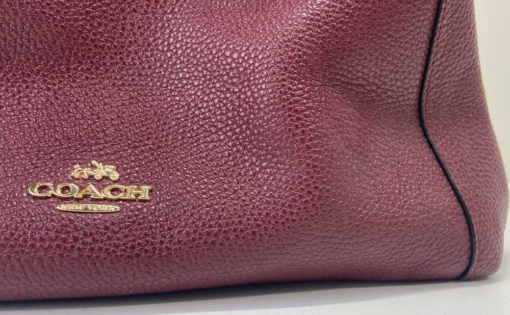 COACH Edie Burgundy Pebbled Leather Satchel Bag - image 7