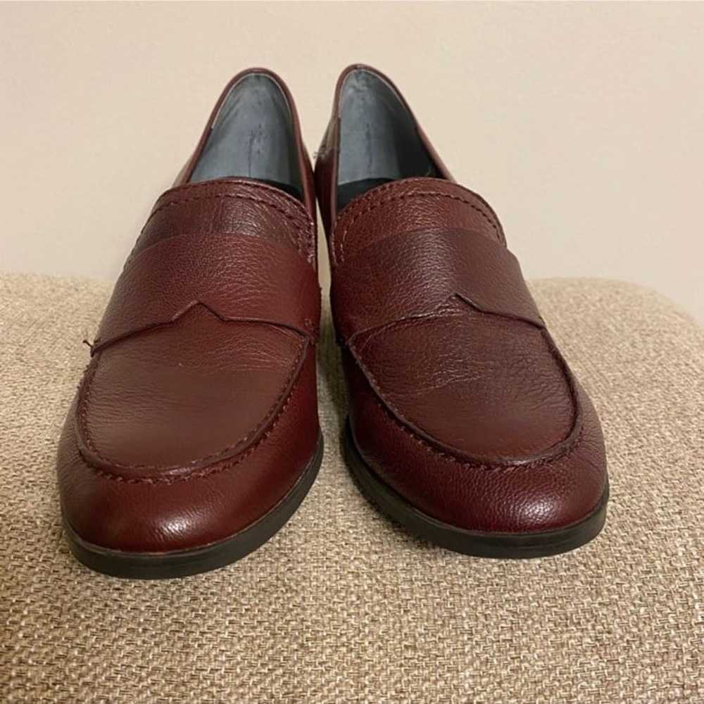 Franco Sarto Burgundy Block Heel Leather Loafers - image 2