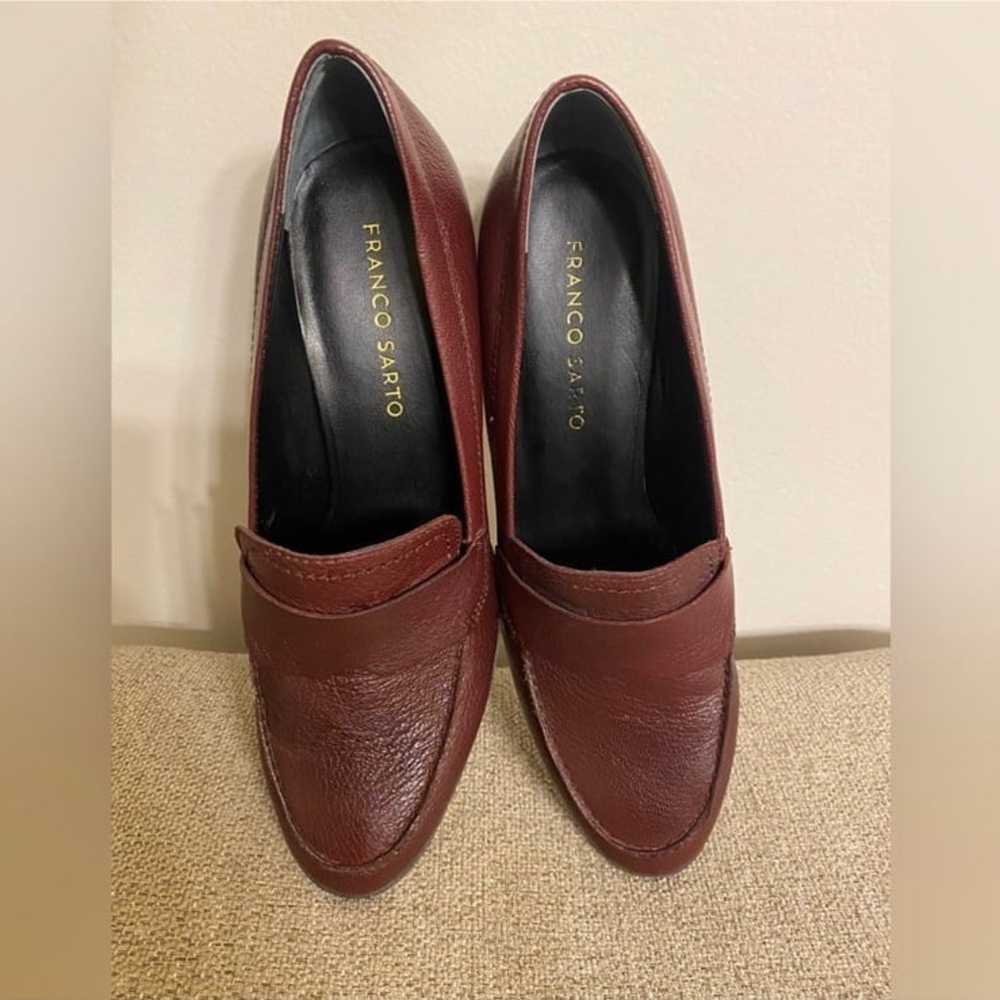 Franco Sarto Burgundy Block Heel Leather Loafers - image 5