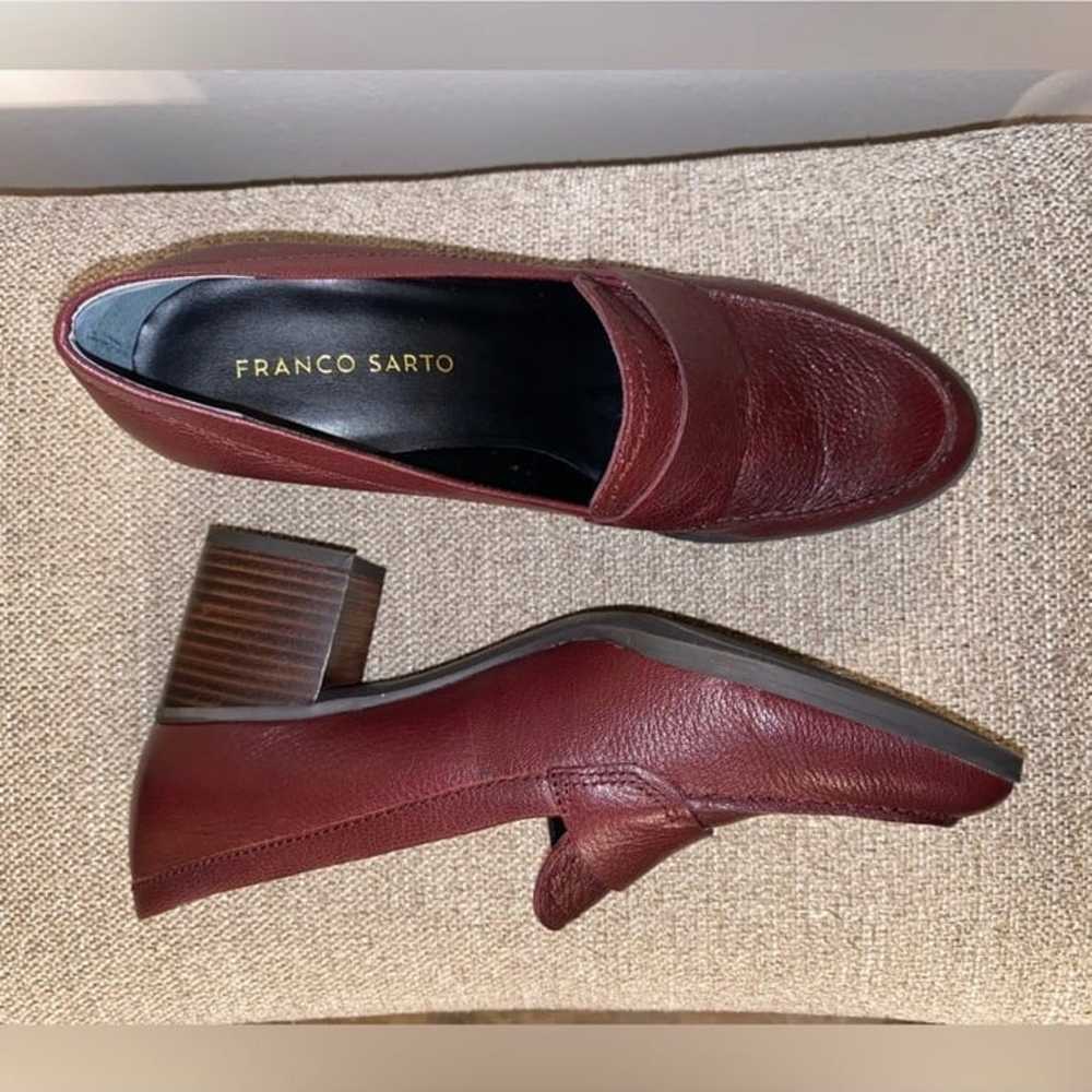 Franco Sarto Burgundy Block Heel Leather Loafers - image 7