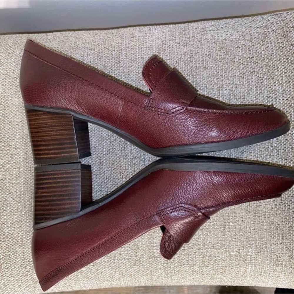 Franco Sarto Burgundy Block Heel Leather Loafers - image 9