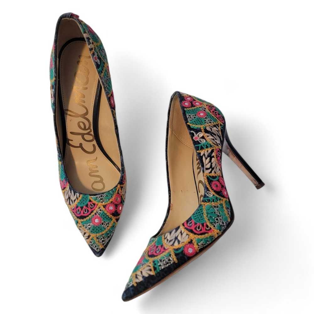 Sam Edelman Hazel Floral Embroidered Heels Pumps … - image 2