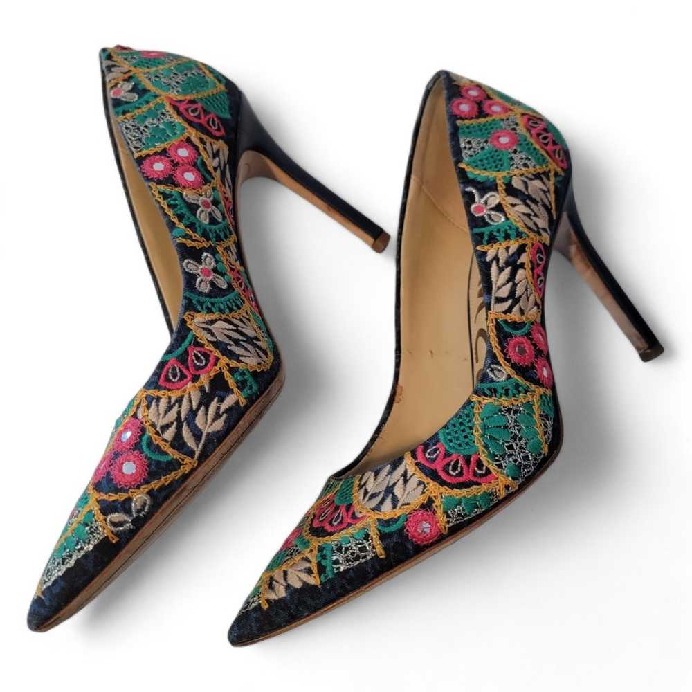 Sam Edelman Hazel Floral Embroidered Heels Pumps … - image 6