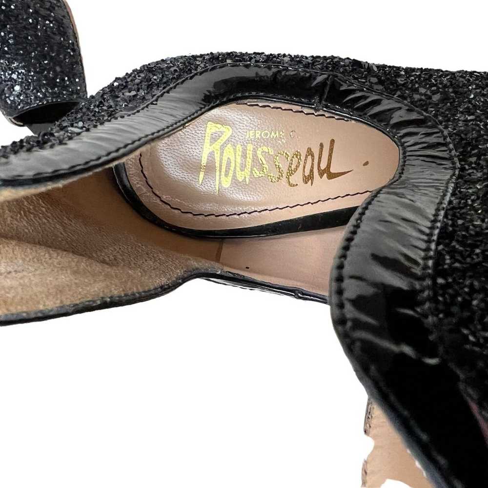 Jerome C Rousseau Bootie Patent Heel Black Glitte… - image 6