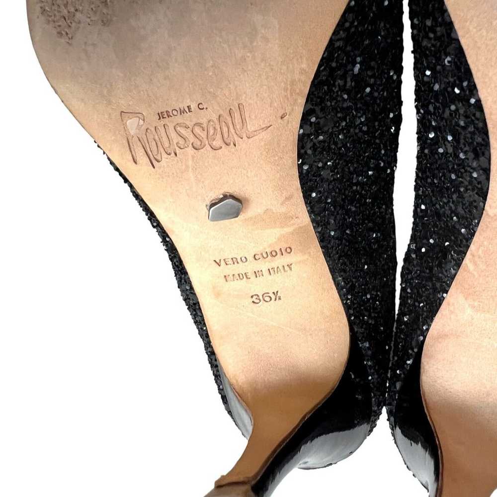 Jerome C Rousseau Bootie Patent Heel Black Glitte… - image 8