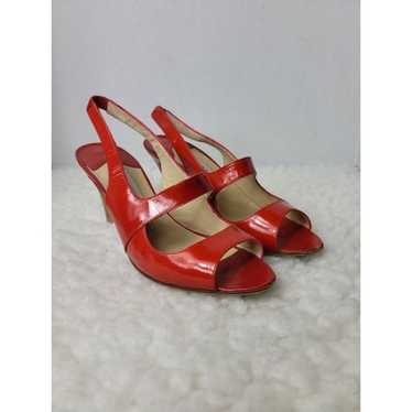 Manolo Blahnik Womens Heel Shoes Size 7 Red Paten… - image 1