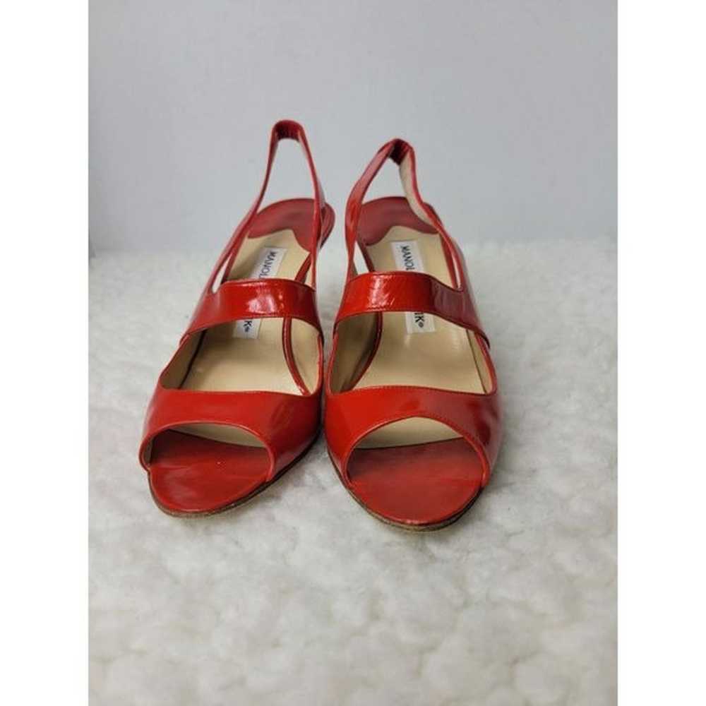 Manolo Blahnik Womens Heel Shoes Size 7 Red Paten… - image 2