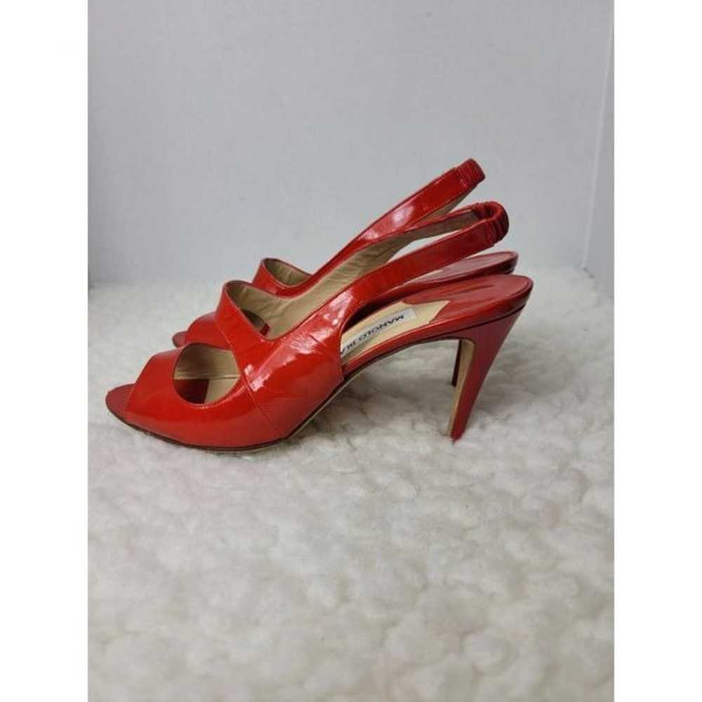 Manolo Blahnik Womens Heel Shoes Size 7 Red Paten… - image 3