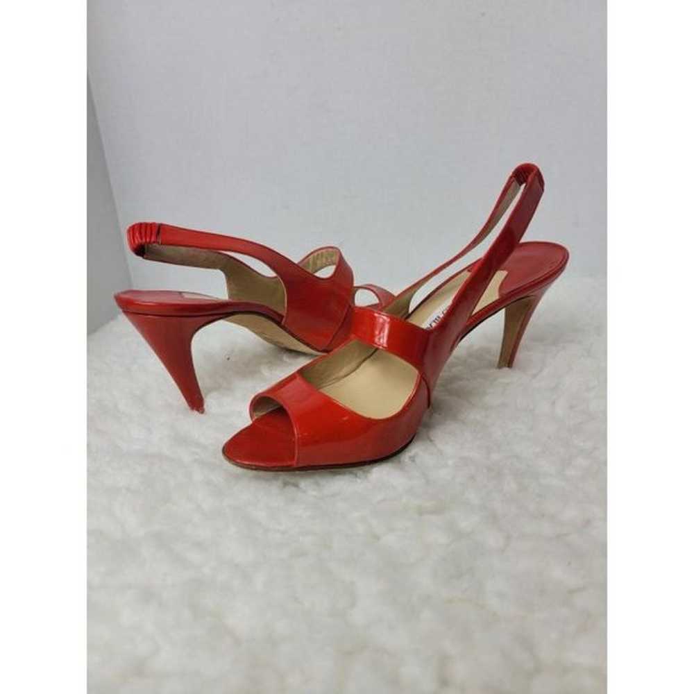 Manolo Blahnik Womens Heel Shoes Size 7 Red Paten… - image 5