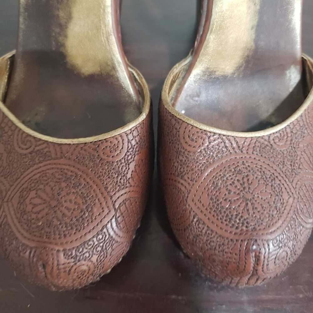 Vintage Prada Shoes Platform Ankle Studs Brown Le… - image 4