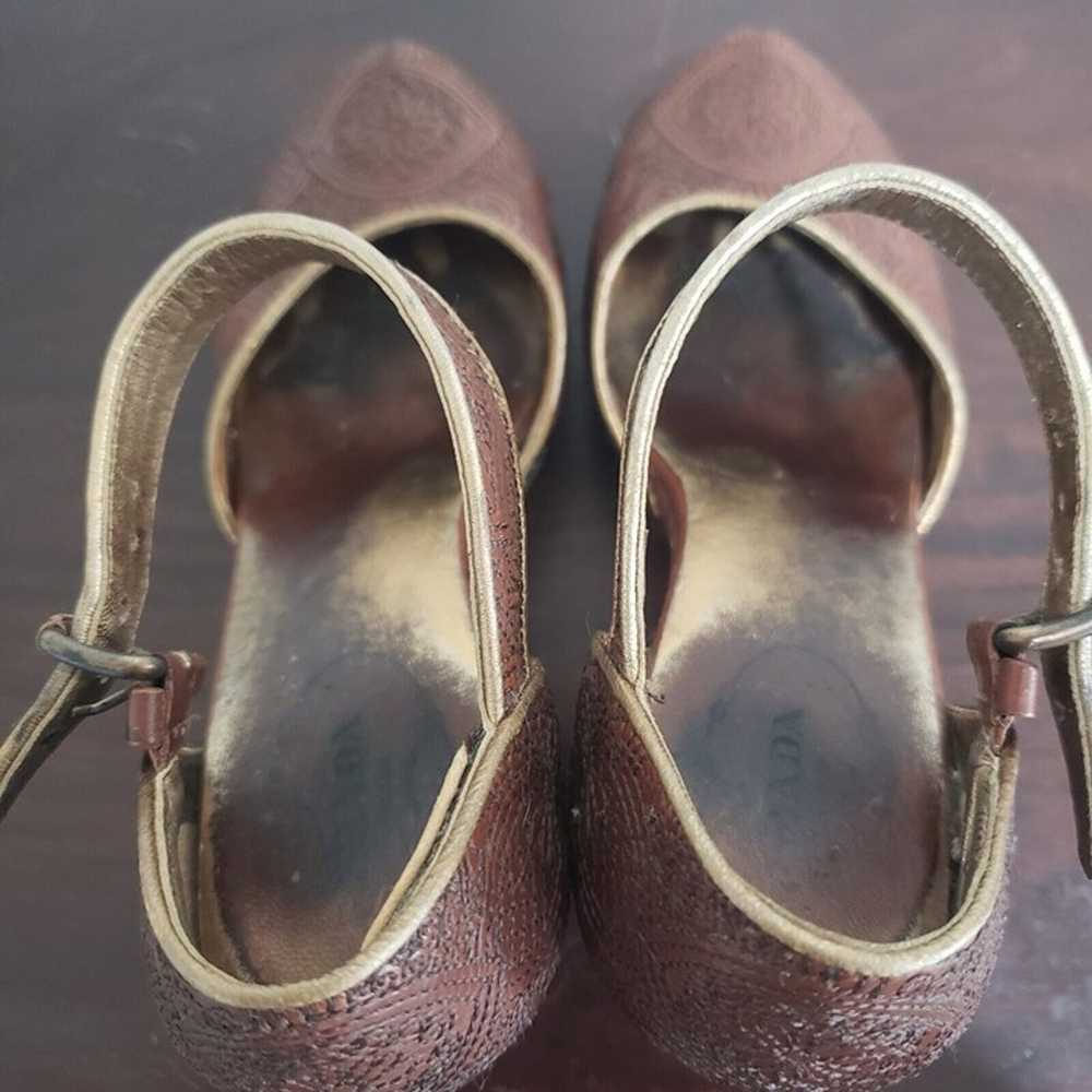Vintage Prada Shoes Platform Ankle Studs Brown Le… - image 7