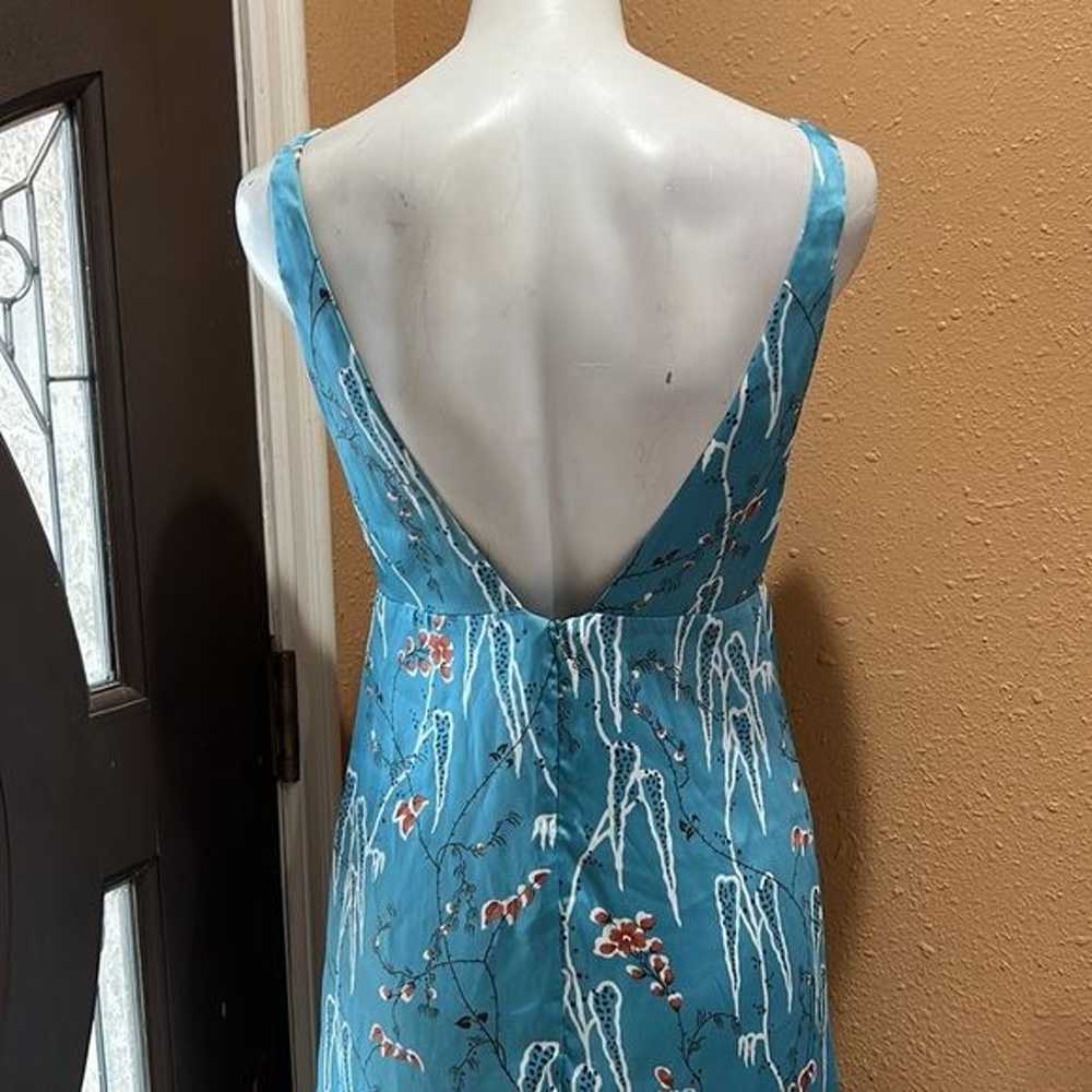 Zara light blue floral deep v neck dress - image 8