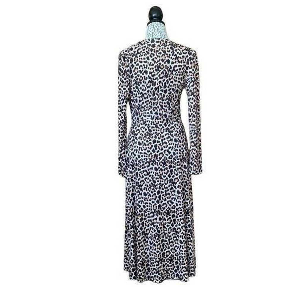 Zara Long Sleeve V-Neck Leopard Print Midi Dress … - image 2