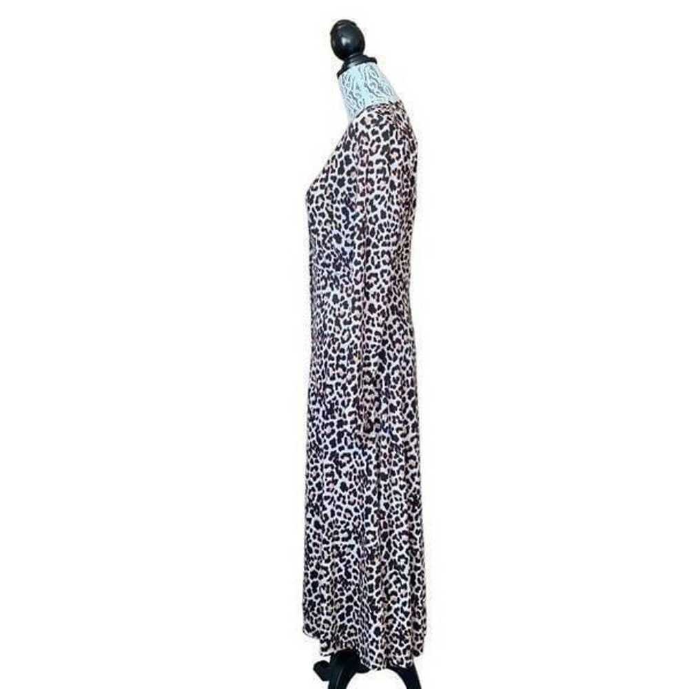 Zara Long Sleeve V-Neck Leopard Print Midi Dress … - image 5