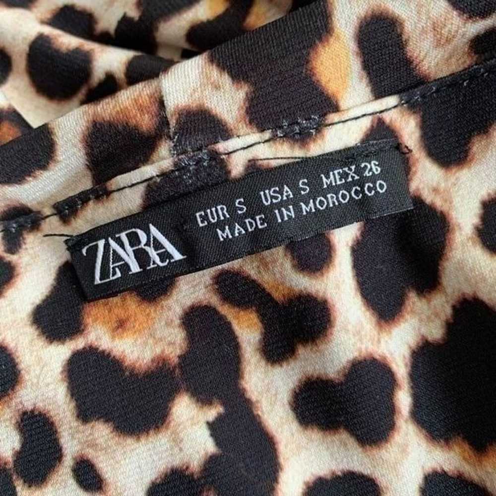 Zara Long Sleeve V-Neck Leopard Print Midi Dress … - image 6