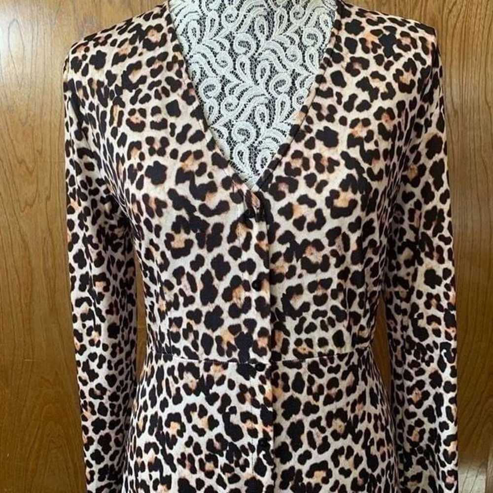 Zara Long Sleeve V-Neck Leopard Print Midi Dress … - image 7