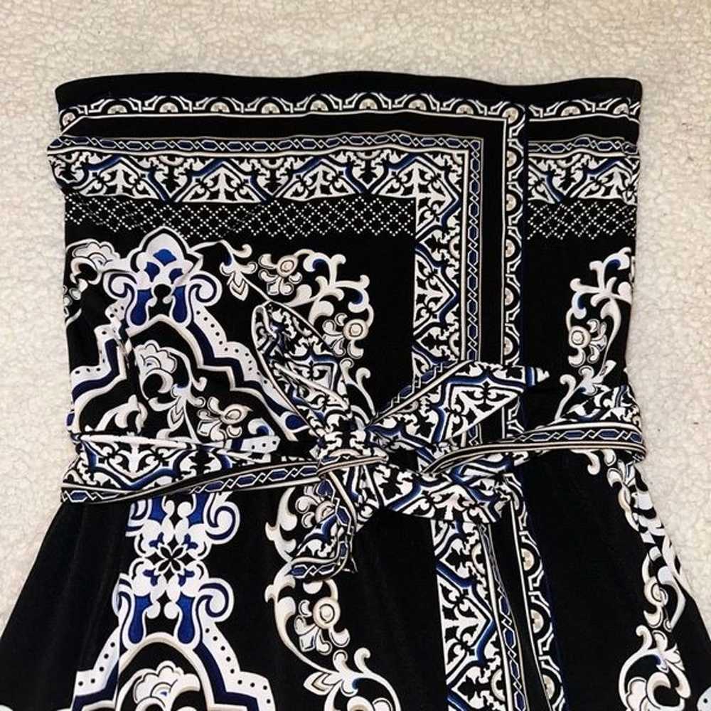 WHBM Women’s Strapless Tie Waist Dress Black Blue… - image 3