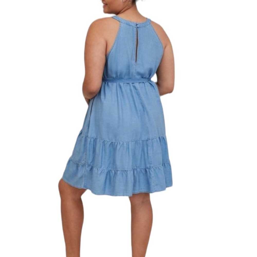 Torrid High Neck Tiered Mini Dress Size M Chambra… - image 4
