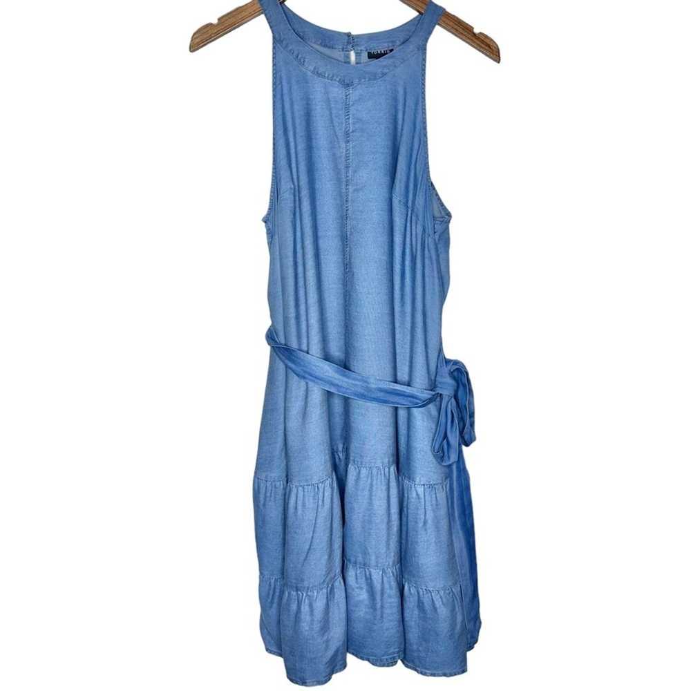 Torrid High Neck Tiered Mini Dress Size M Chambra… - image 5