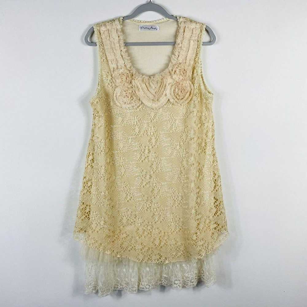 Pretty Angel Lace Applique Sleeveless Tunic Dress… - image 1