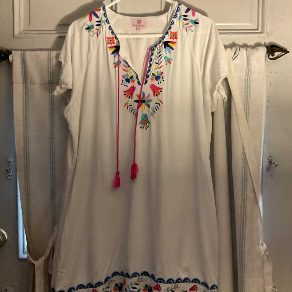 Marleylilly White XL Embroidered Shft Dress - image 2