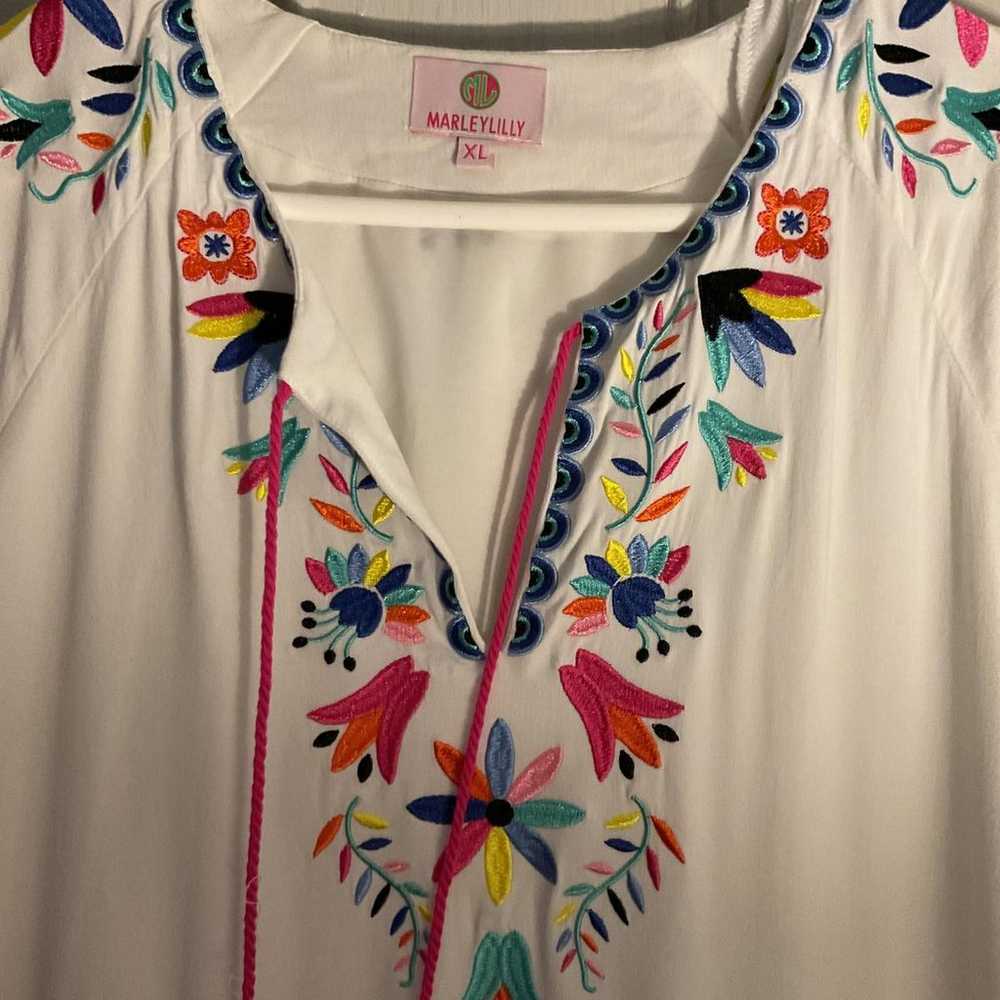 Marleylilly White XL Embroidered Shft Dress - image 4