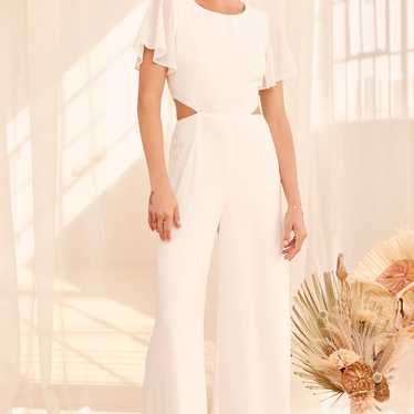 Lulus Toast to You White Flutter Sleeve Cutout Chi