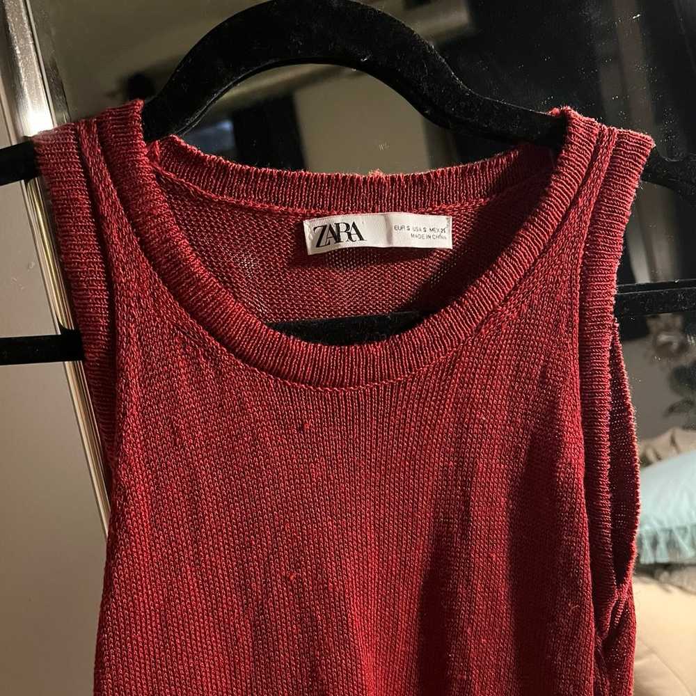 Zara linen blend red dress - image 2