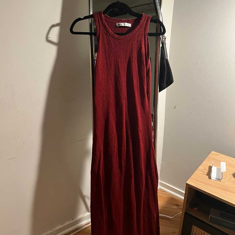 Zara linen blend red dress - image 3