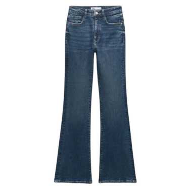 Zara ZARA Mid Rise Dark Wash Boho Denim Jeans, Fl… - image 1
