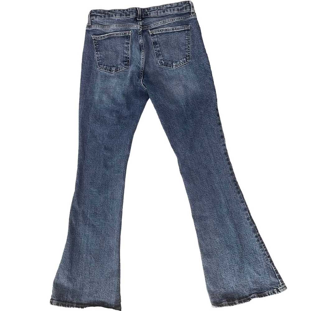 Zara ZARA Mid Rise Dark Wash Boho Denim Jeans, Fl… - image 3