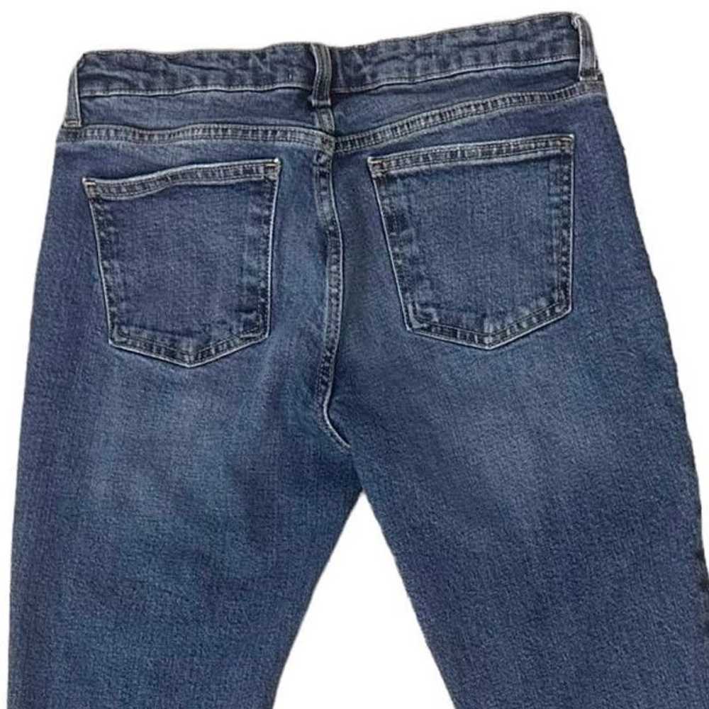 Zara ZARA Mid Rise Dark Wash Boho Denim Jeans, Fl… - image 5