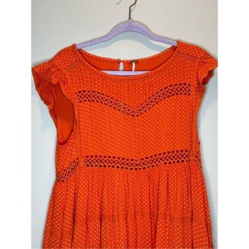 Free People Retro Kitty Crochet Mini Dress Orange… - image 2