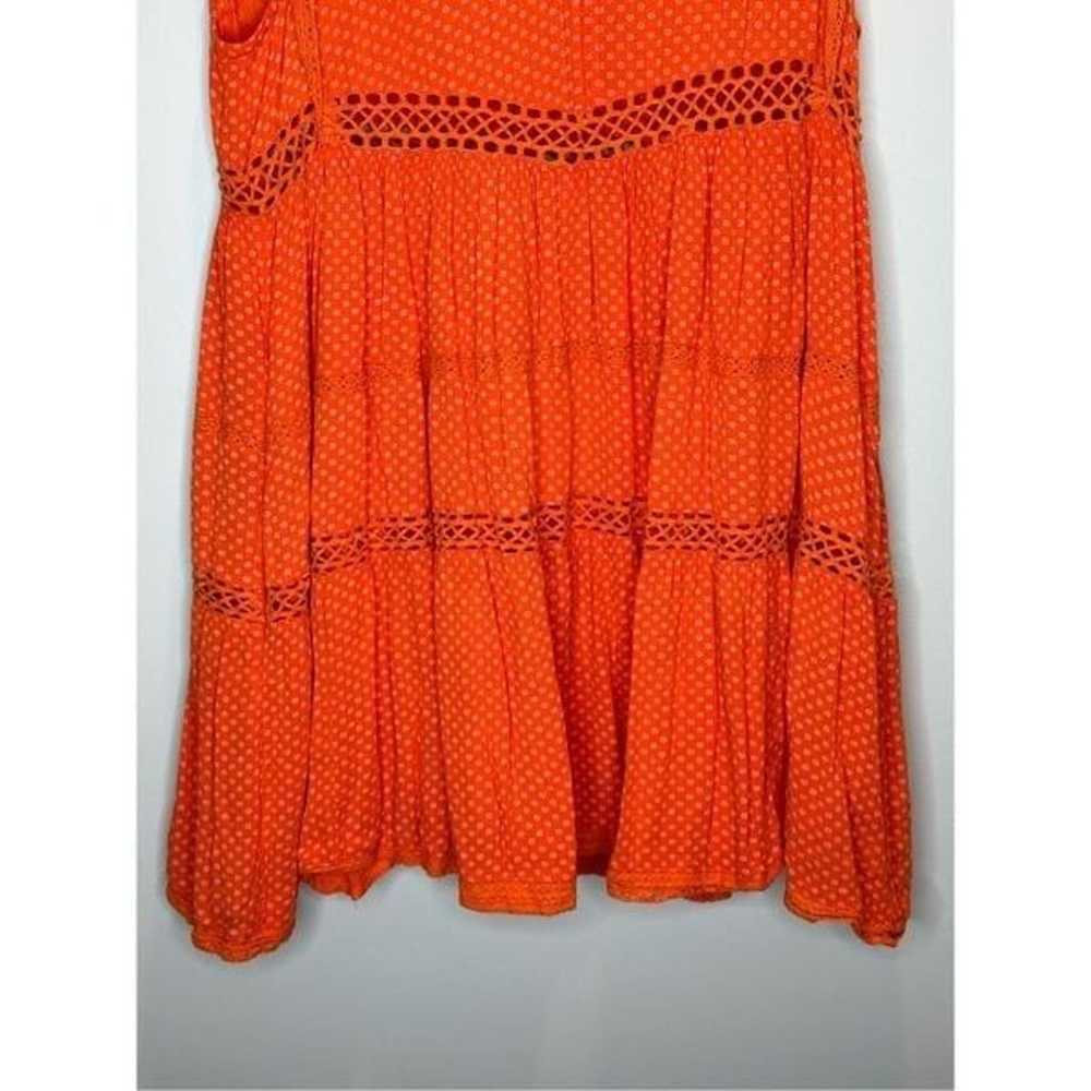 Free People Retro Kitty Crochet Mini Dress Orange… - image 3