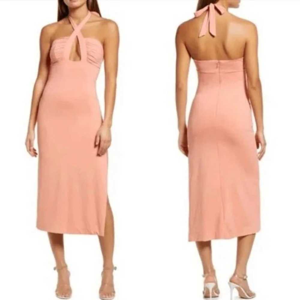 Bardot Guilia Halter Neck Midi Dress Peach Size XS - image 1