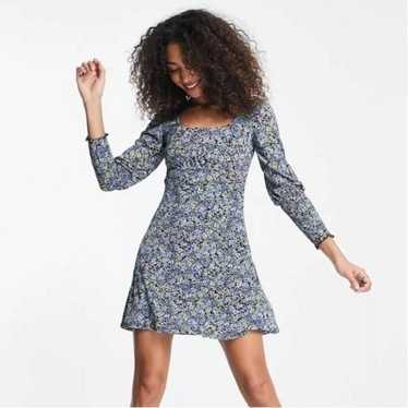 Topshop Blue Ditzy Floral Jersey Printed Mini Dre… - image 1