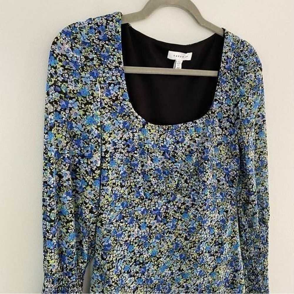 Topshop Blue Ditzy Floral Jersey Printed Mini Dre… - image 4