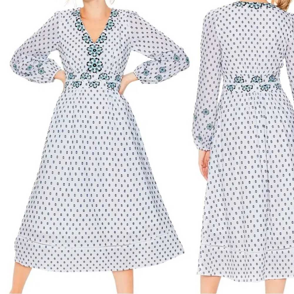 Biden | Womens Flossie Midi Embroidered Dress Whi… - image 1