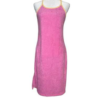 Vintage 70s Pink Terrycloth Midi Dress