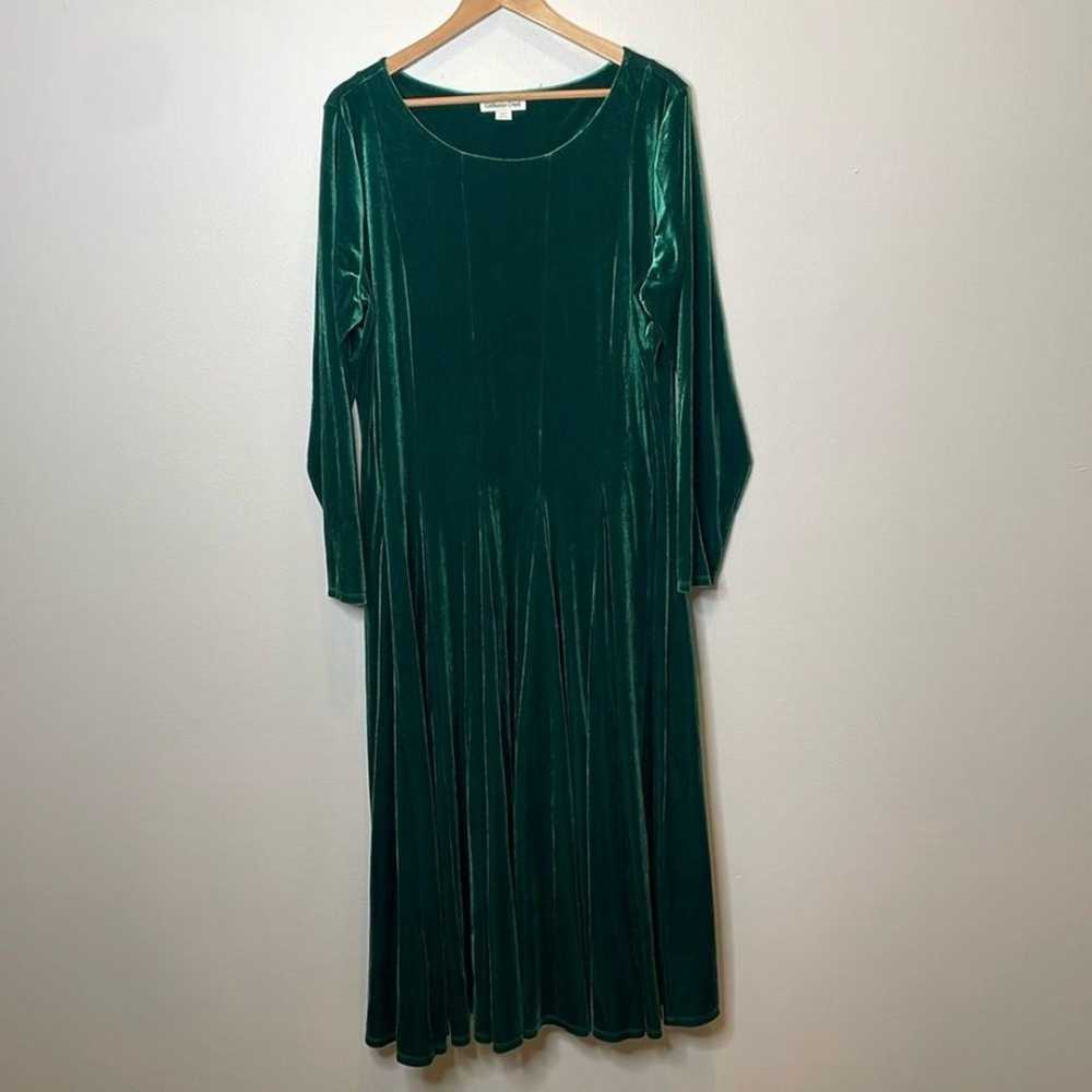 Coldwater Creek Green Velvet Dress 2X - image 1