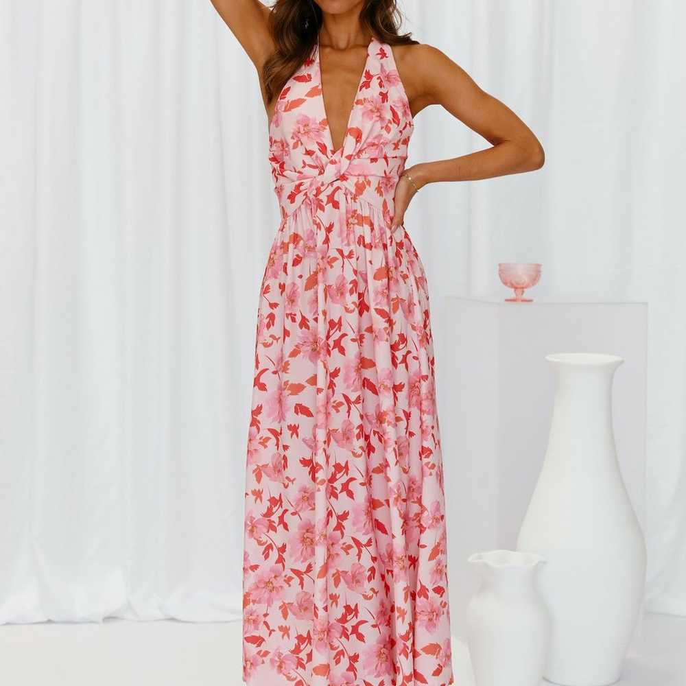 Hello Molly never too much pink floral halter dre… - image 1