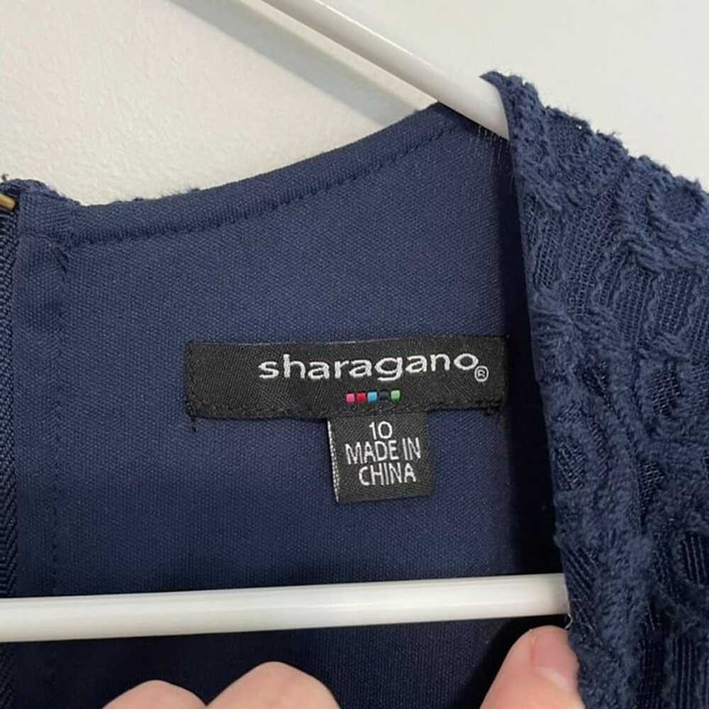 SHARAGANO Navy Blue Geometric Crochet Lace Sleeve… - image 3