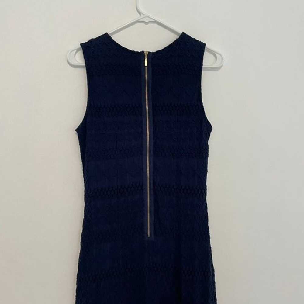 SHARAGANO Navy Blue Geometric Crochet Lace Sleeve… - image 9