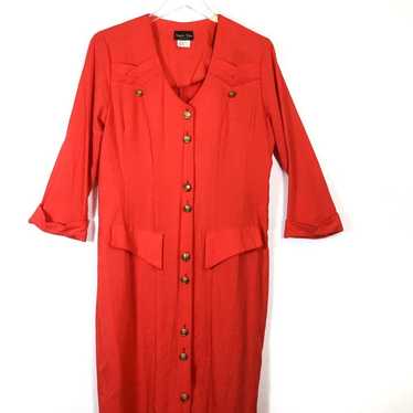 Stuart Alan Vintage Button Up Red Dress