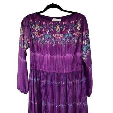 Vintage Purple Floral Long Sleeve Dress