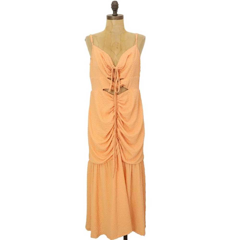 WAYF Iris Ruffle Hem Midi Dress XL Tangerine Oran… - image 1