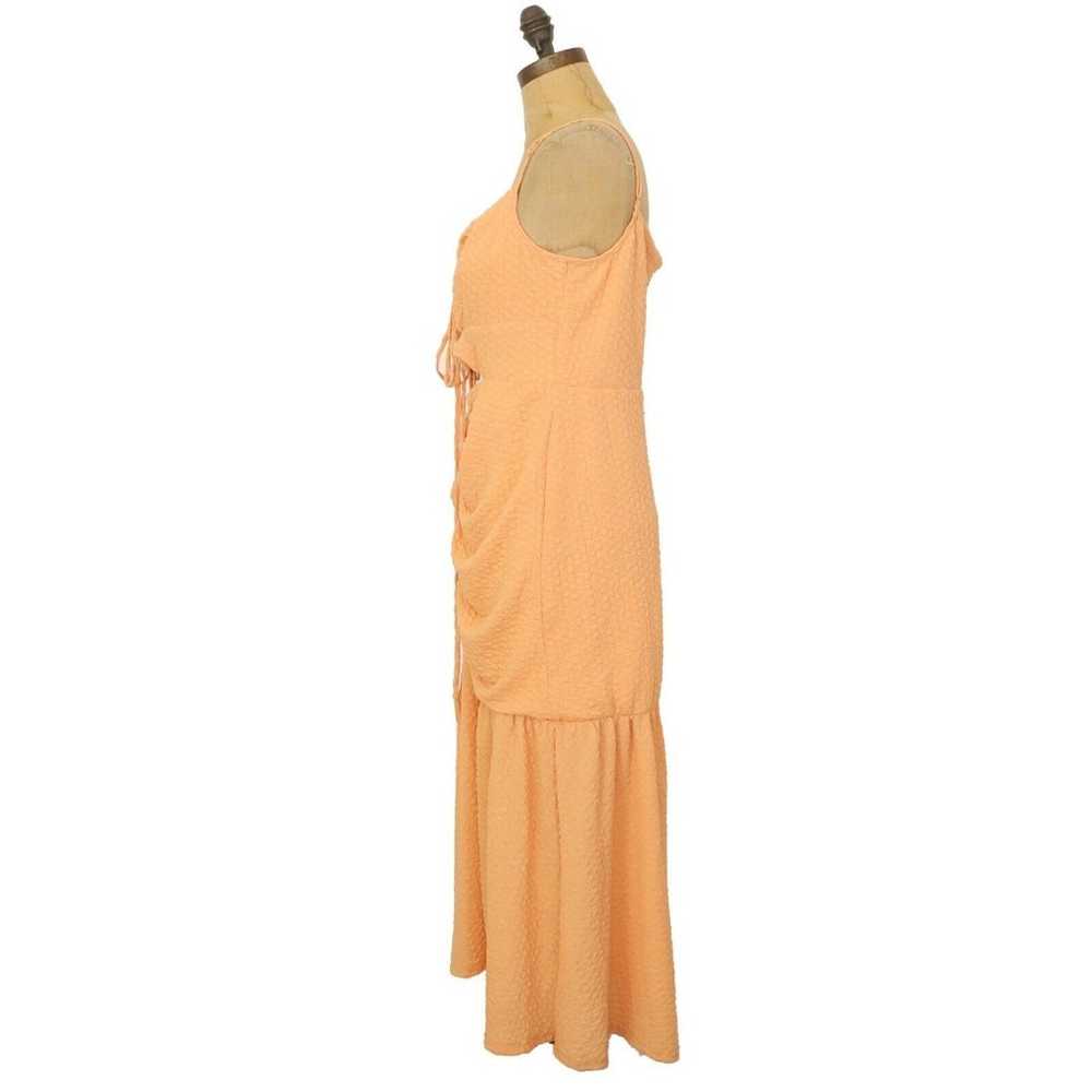 WAYF Iris Ruffle Hem Midi Dress XL Tangerine Oran… - image 4