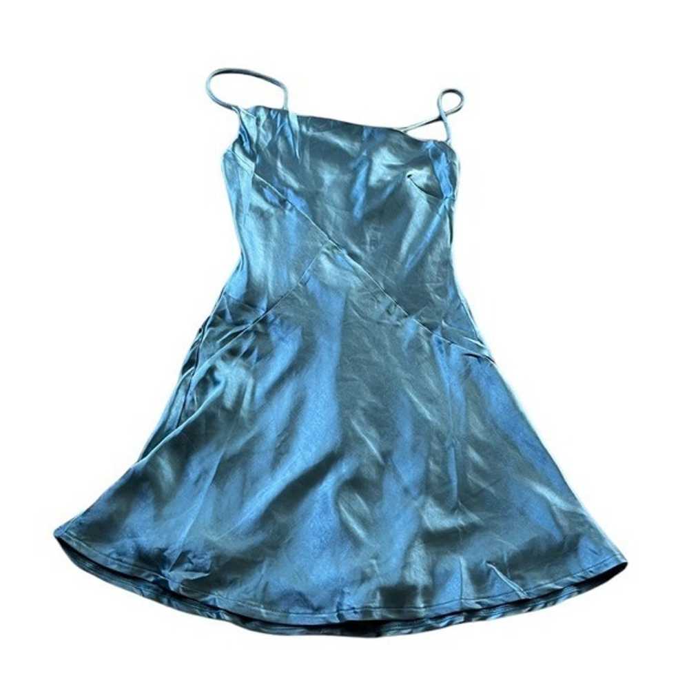 Hello Molly Teal Silky Slip Dress Size 2 - image 1