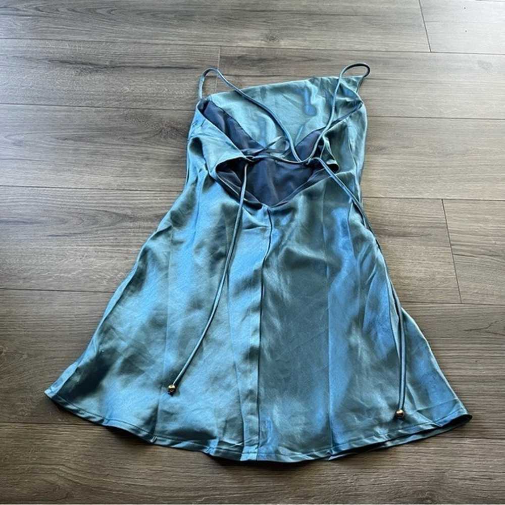 Hello Molly Teal Silky Slip Dress Size 2 - image 5